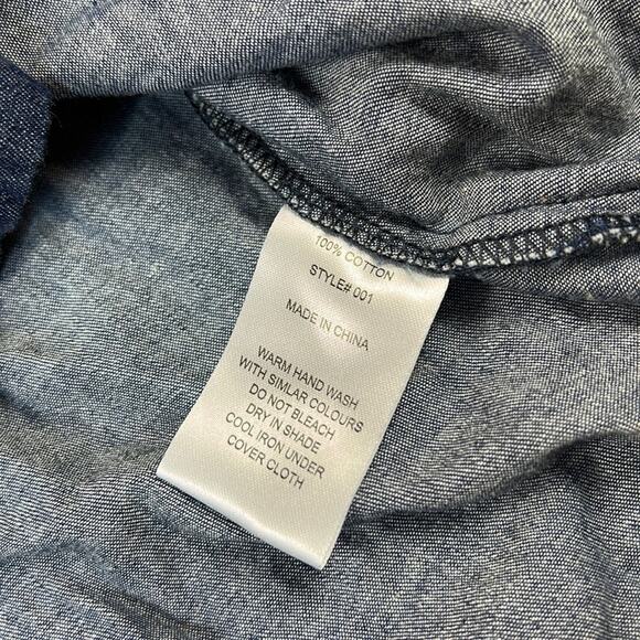 Rolling Peach denim jean overall jumper dress, size med - Picture 6 of 8